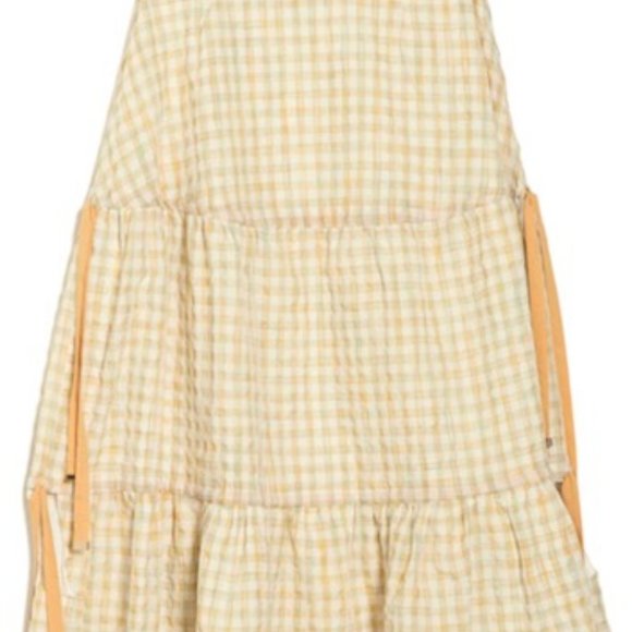 MON RENN Lucille Marigold Plaid Print Midi Skirt - Picture 5 of 12